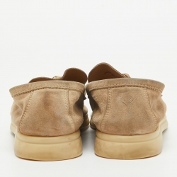 Pre Owned Loro Piana Beige Suede Summer Charms Walk Loafers Size 39.5