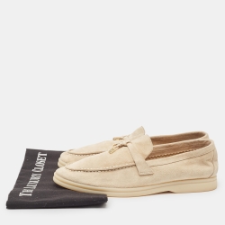 Pre Owned Loro Piana Beige Suede Summer Charms Walk Loafers Size 39