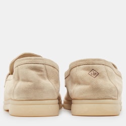 Pre Owned Loro Piana Beige Suede Summer Charms Walk Loafers Size 39