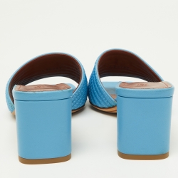 Loro Piana Blue Embroidered Leather Sprightly Charms Slide Sandals Size 36