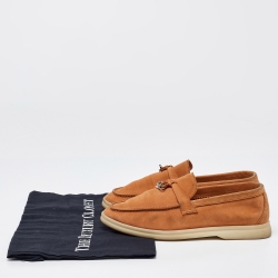 Pre Owned Loro Piana Orange Suede Summer Charms Walk Loafers Size 36