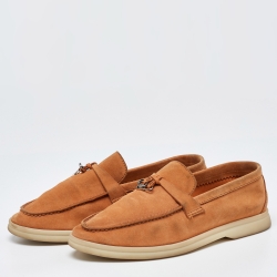 Pre Owned Loro Piana Orange Suede Summer Charms Walk Loafers Size 36