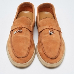 Pre Owned Loro Piana Orange Suede Summer Charms Walk Loafers Size 36
