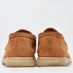 Pre Owned Loro Piana Orange Suede Summer Charms Walk Loafers Size 36