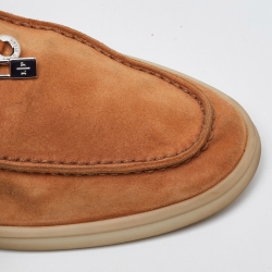 Pre Owned Loro Piana Orange Suede Summer Charms Walk Loafers Size 36