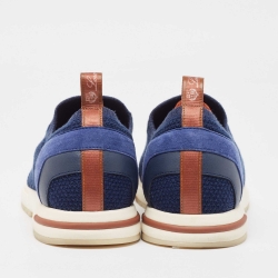 Pre Owned Loro Piana Navy Blue Knit Fabric 360 LP Flexy Walk Sneakers Size 39