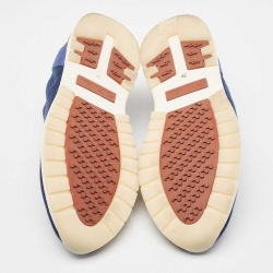 Pre Owned Loro Piana Navy Blue Knit Fabric 360 LP Flexy Walk Sneakers Size 39