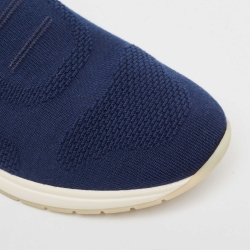 Pre Owned Loro Piana Navy Blue Knit Fabric 360 LP Flexy Walk Sneakers Size 39