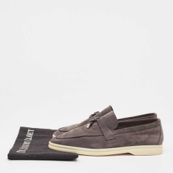 Pre Owned Loro Piana Grey Suede Summer Charms Walk Loafers Size 39