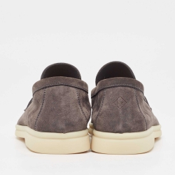 Pre Owned Loro Piana Grey Suede Summer Charms Walk Loafers Size 39