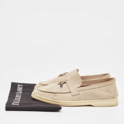 Pre Owned Loro Piana Grey Suede Summer Charms Walk  Loafers Size 36.5