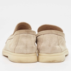 Pre Owned Loro Piana Grey Suede Summer Charms Walk  Loafers Size 36.5