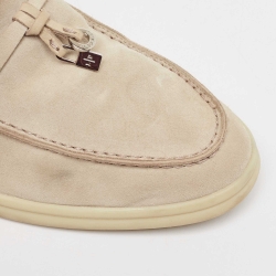 Pre Owned Loro Piana Grey Suede Summer Charms Walk  Loafers Size 36.5