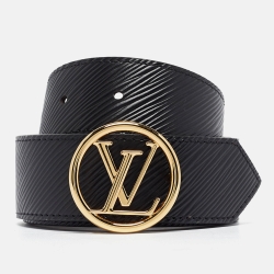 مملوكة مسبقًا Louis Vuitton Black/Monogram Canvas and Epi Leather LV Circle Belt 90CM