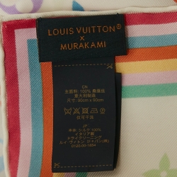 Pre Owned Louis Vuitton x Takashi Murakami White Monogram Silk Scarf 
