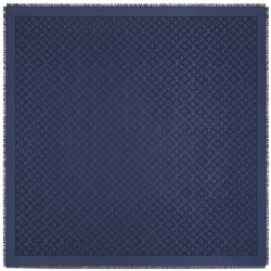 Pre Owned Louis Vuitton Night Blue Monogram Wool and Silk Shawl