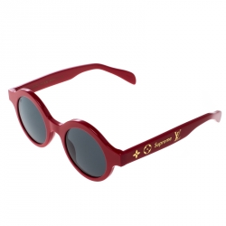 مملوكة مسبقًا Louis Vuitton x Supreme Red/ Black Z0989W Downtown Round Sunglasses