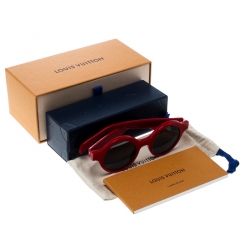 مملوكة مسبقًا Louis Vuitton x Supreme Red/ Black Z0989W Downtown Round Sunglasses