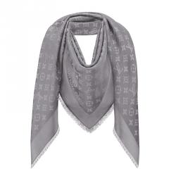 Louis Vuitton charcoal gray shine shawl scarf, pink and gray