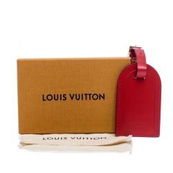 Pre Owned Louis Vuitton Red Leather Luggage Tag