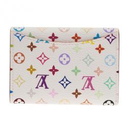 مملوكة مسبقًا محفظة لوي فيتون بيضاء مونوغرامية متعدد الألوان للبطاقات