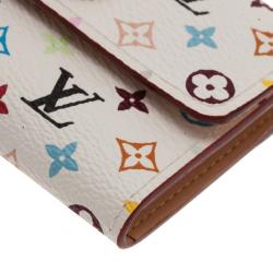 مملوكة مسبقًا محفظة لوي فيتون بيضاء مونوغرامية متعدد الألوان للبطاقات