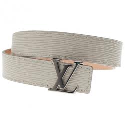 Pre Owned Louis Vuitton Ivory Epi Leather Initials Belt 85CM