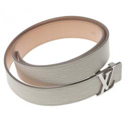 Pre Owned Louis Vuitton Ivory Epi Leather Initials Belt 85CM