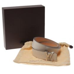 Pre Owned Louis Vuitton Ivory Epi Leather Initials Belt 85CM