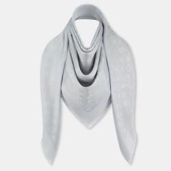 Pre Owned Louis Vuitton Grey Classique Monogram Shawl