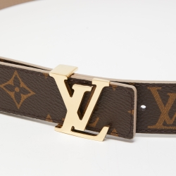 مملوكة مسبقًا Louis Vuitton Tourterelle Beige Monogram Canvas and Leather LV Initiales Reversible Belt 80CM
