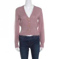 Louis Vuitton Dusty Pink Mohair Rib Knit Tapered Waist Sweater XS