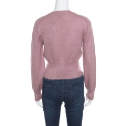 Louis Vuitton Dusty Pink Mohair Rib Knit Tapered Waist Sweater XS