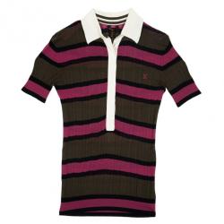 Pre Owned Louis Vuitton Striped Polo Top S