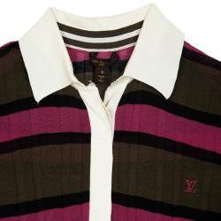 Pre Owned Louis Vuitton Striped Polo Top S