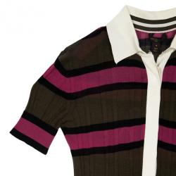 Pre Owned Louis Vuitton Striped Polo Top S