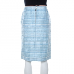 Louis Vuitton Blue Lurex Insert Tweed Pencil Skirt S
