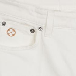 Pre Owned Louis Vuitton White Denim Jeans M