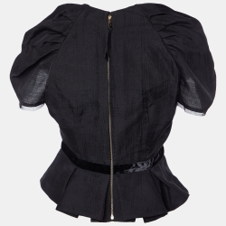 Louis Vuitton Black Wool Blend Pleater Detail Top M