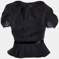Louis Vuitton Black Wool Blend Pleater Detail Top M
