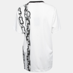 Louis Vuitton  White Chain Print Crew Neck Half Sleeve T-Shirt L