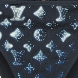 Pre Owned Louis Vuitton Navy Blue Mahina Monogram Stretch Knit Bikini Bottom M
