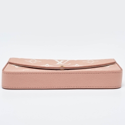 Pre Owned Louis Vuitton Rose Trianon Giant Monogram Empreinte Leather Felicie Pochette Bag    