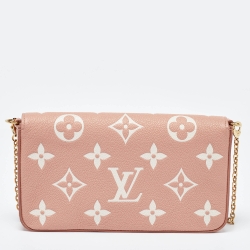 Pre Owned Louis Vuitton Rose Trianon Giant Monogram Empreinte Leather Felicie Pochette Bag    