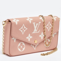Pre Owned Louis Vuitton Rose Trianon Giant Monogram Empreinte Leather Felicie Pochette Bag    
