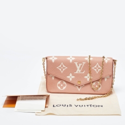 Pre Owned Louis Vuitton Rose Trianon Giant Monogram Empreinte Leather Felicie Pochette Bag    