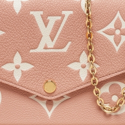 Pre Owned Louis Vuitton Rose Trianon Giant Monogram Empreinte Leather Felicie Pochette Bag    