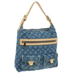 Pre Owned Louis Vuitton Blue Denim Monogram Baggy GM