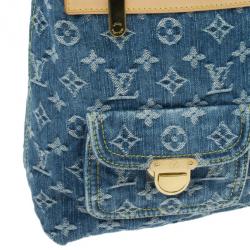 Pre Owned Louis Vuitton Blue Denim Monogram Baggy GM
