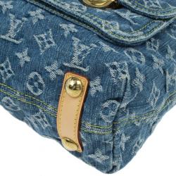 Pre Owned Louis Vuitton Blue Denim Monogram Baggy GM